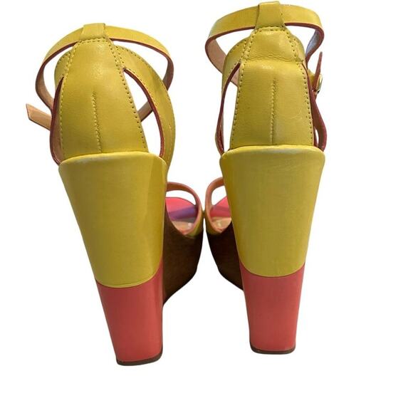 Bottero Women's Leather Colorblock Platform Wedge Sandals Size 8 Multicolor - Picture 7 of 11